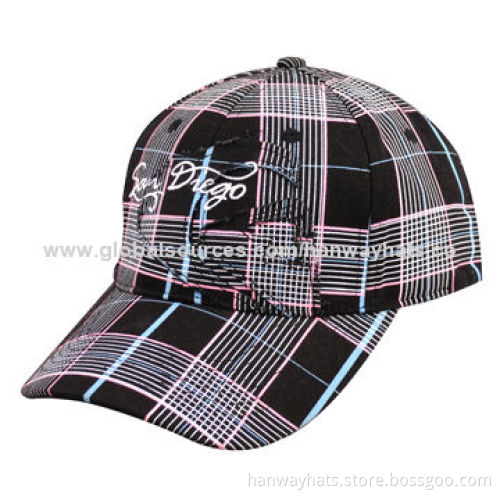 Plaid caps with embroideryNew